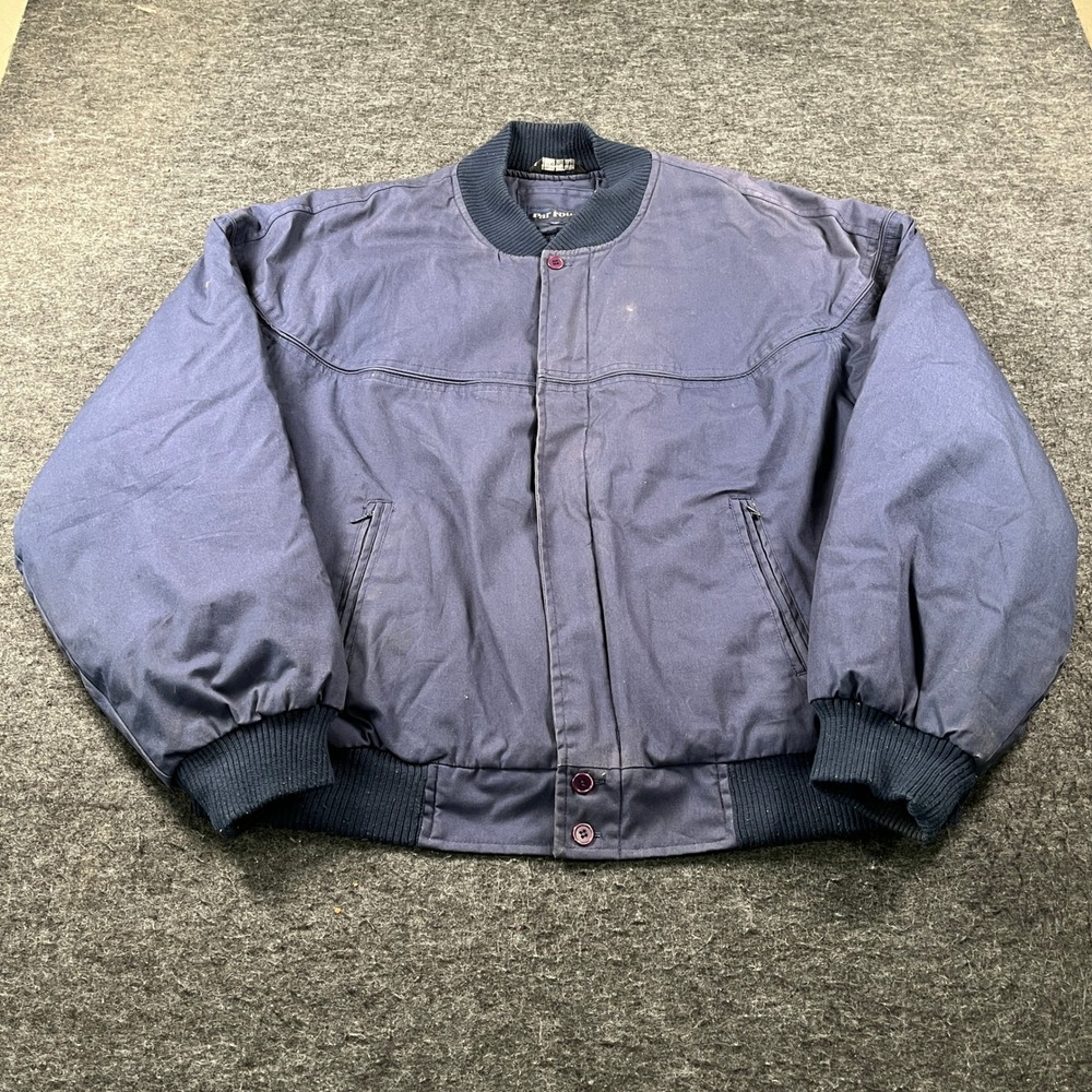 Par Four Bomber Jacket Mens 2XL Blue Good Vintage Padded Zip Up Outerwear
